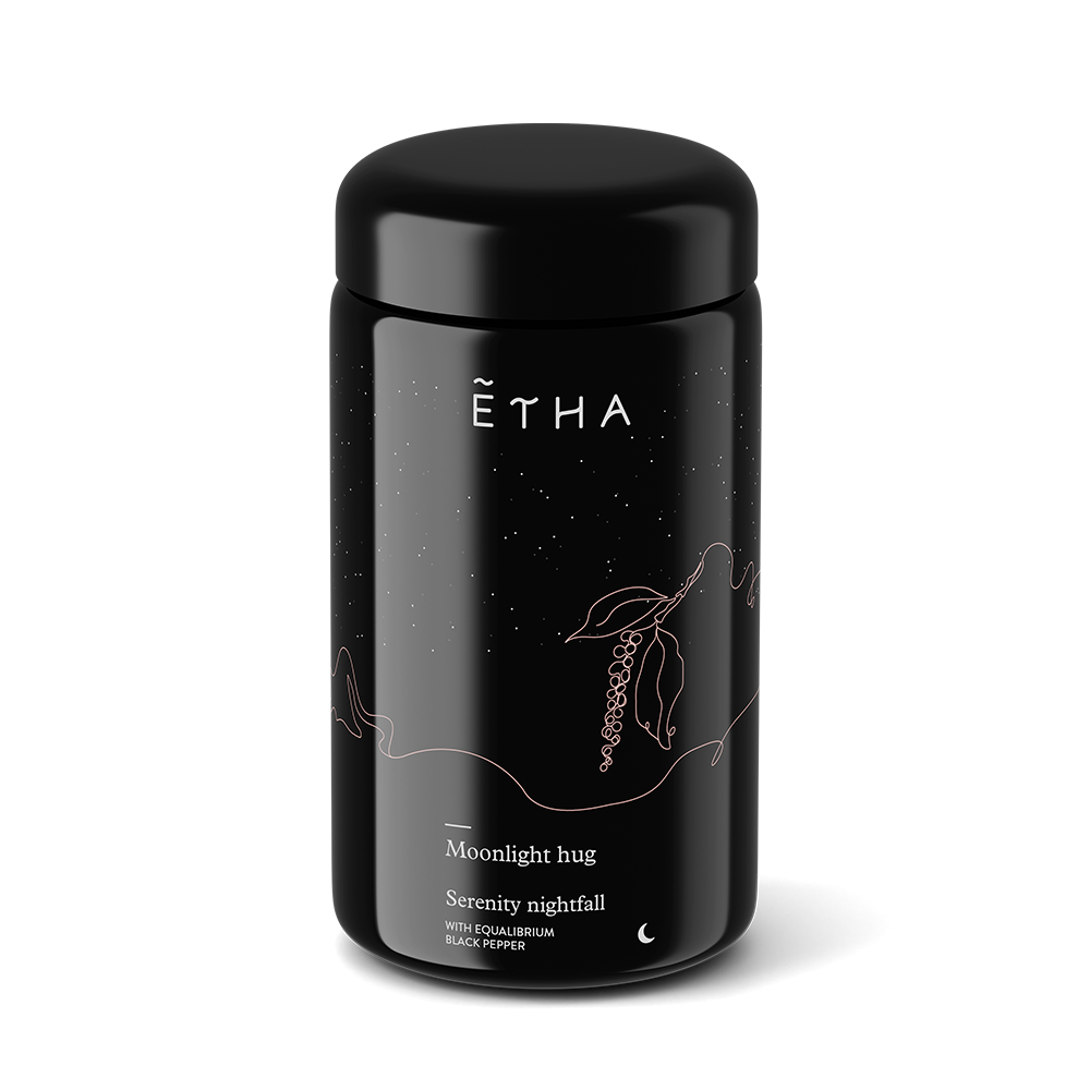 ETHA tea jar, Kapha Serenity Nightfall blend, top view